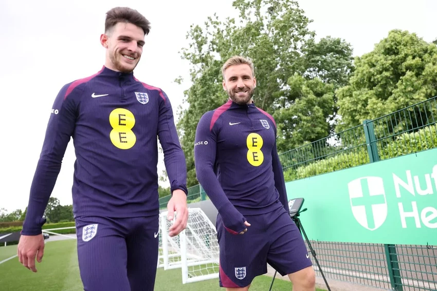 Luke Shaw may mắn vẫn có tên trong danh sách tuyển Anh dự Euro 2024. ẢNH: GETTY luke-shaw-euro-2024.jpg