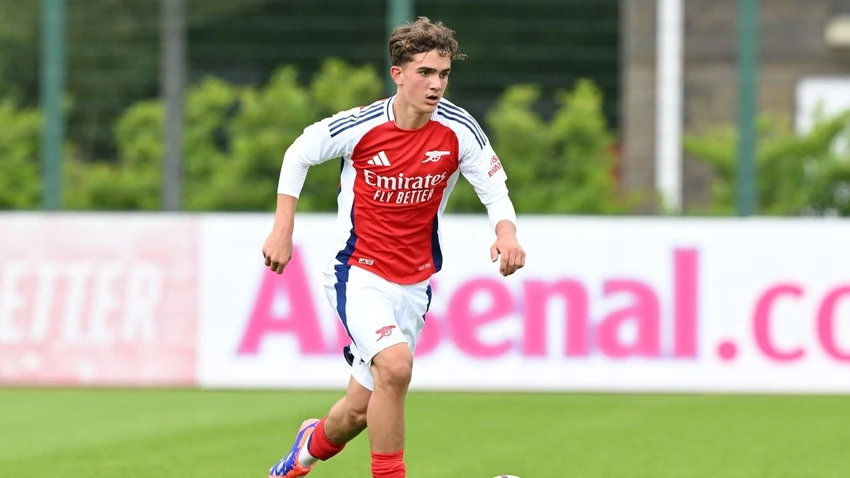 Thần đồng của Arsenal Max Dowman vừa phá kỷ lục UEFA ở giải trẻ. ẢNH: GETTY Thần đồng của Arsenal,Arsenal,Max Dowman