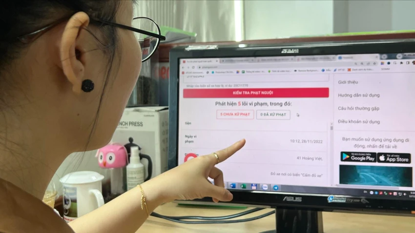 Phạt nguội sẽ được thông báo trong 10 ngày kể từ ngày phát hiện vi phạm. Ảnh: TN thông báo phạt nguội