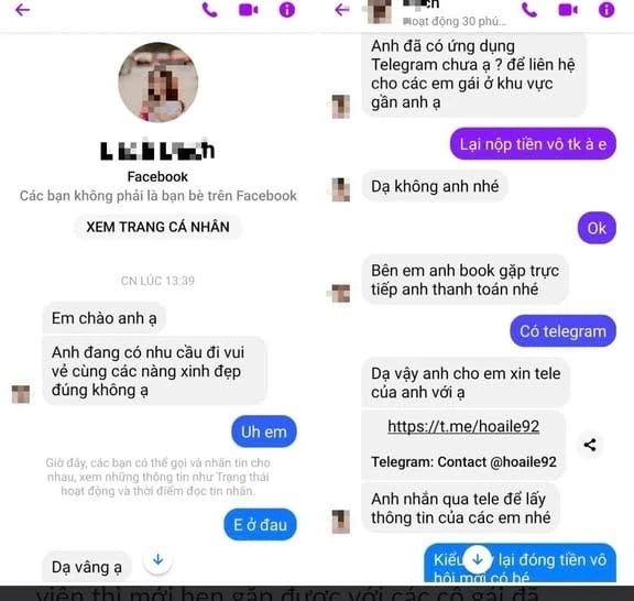 Nội dung tin nhắn lừa đảo trên mạng xã hội. Ảnh:CTV lừa đảo