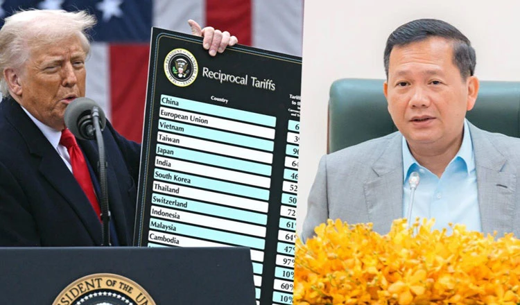 Tổng thống Mỹ Donald Trump (trái) và Thủ tướng Campuchia Hun Manet. Ảnh: KHMER TIMES Mỹ ‘phản hồi tích cực’ đề nghị của Campuchia về thuế đối ứng