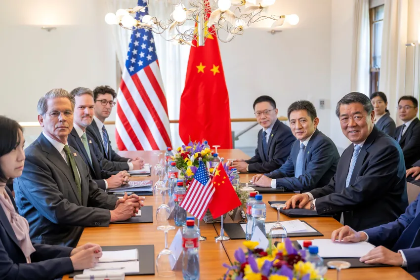 Đoàn đàm phán thương mại Mỹ và Trung Quốc nhóm họp tại Geneva (Thuỵ Sĩ) hồi tháng 5. Ảnh: ĐẠI DIỆN THƯƠNG MẠI MỸ Nhiều kỳ vọng cho đàm phán thương mại Mỹ-Trung tại Malaysia
