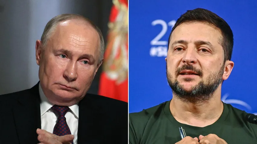Tổng thống Nga Vladimir Putin (trái) và Tổng thống Ukraine Volodymyr Zelensky. Ảnh: SPUTNIK/AFP hai-ong-putin-zelensky-len-tieng-ve-ke-hoach-28-diem-cua-my.jpg