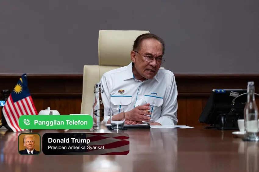 Thủ tướng Malaysia Anwar Ibrahim trong cuộc điện đàm với Tổng thống Mỹ Donald Trump. Ảnh: FACEBOOK ASEAN triển khai nhóm giám sát tới biên giới Thái Lan-Campuchia