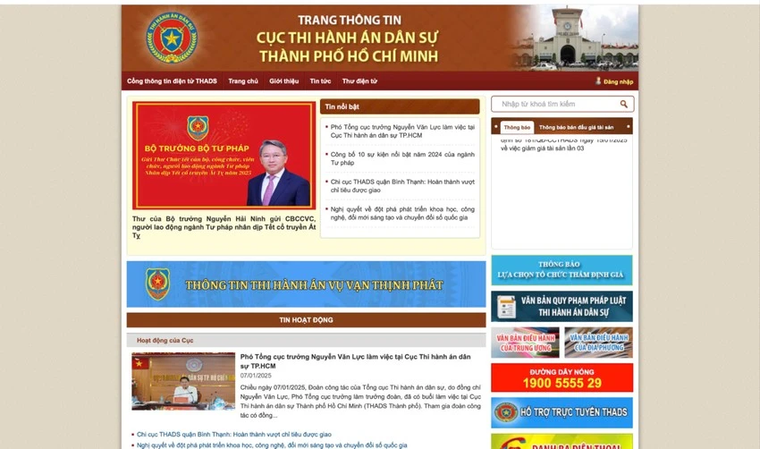 Mọi thông tin liên quan đến việc thi hành án vụ Trương Mỹ Lan và đồng phạm được đăng tải lên cổng thông tin của Cục. Ảnh chụp màn hình cuc-thads-tp-hcm-huong-dan-cac-trai-chu-trong-vu-truong-my-lan-cung-cap-ho-so-.jpeg