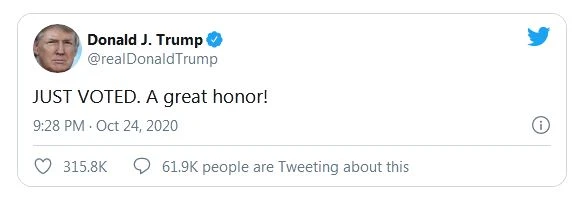 Ông Trump bỏ phiếu sớm:'Tôi vừa bầu cho 1 người tên Trump' ảnh 1 Ông Trump bỏ phiếu sớm:'Tôi vừa bầu cho 1 người tên Trump' ảnh 1
