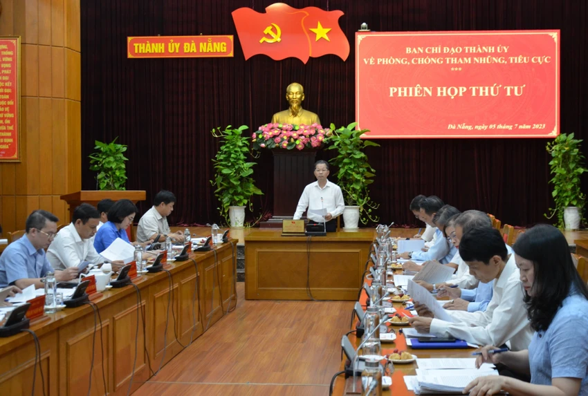 Phiên họp thứ tư của Ban Chỉ đạo Thành ủy Đà Nẵng về phòng chống tham nhũng, tiêu cực. Ảnh: TH