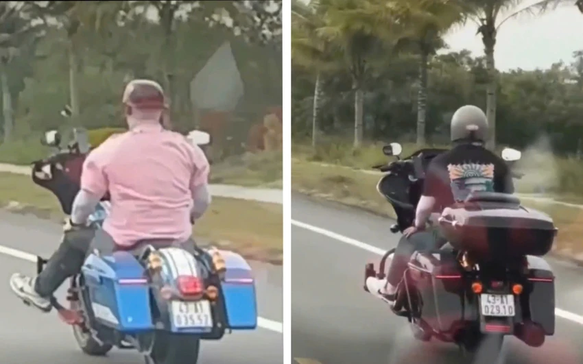 lái mô tô buông cả 2 tay