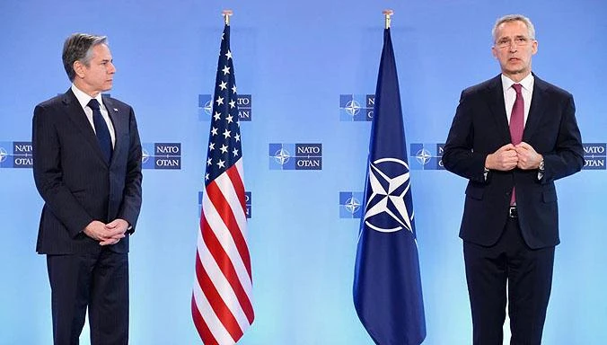 Ngoại trưởng Mỹ Antony Blinken (trái) và Tổng thư ký NATO Jens Stoltenberg. Ảnh: NATO Ngoại trưởng Mỹ Antony Blinken (trái) và Tổng thư ký NATO Jens Stoltenberg. Ảnh: NATO