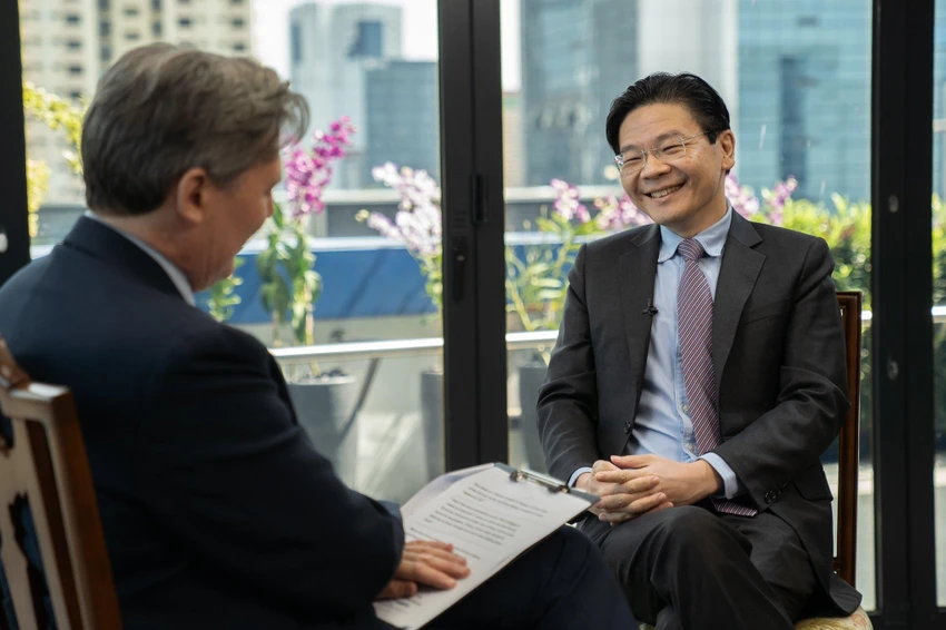 Phó Thủ tướng Singapore - ông Lawrence Wong trong buổi phỏng vấn. Ảnh: TWITTER Phó Thủ tướng Singapore - ông Lawrence Wong trong buổi phỏng vấn. Ảnh: TWITTER