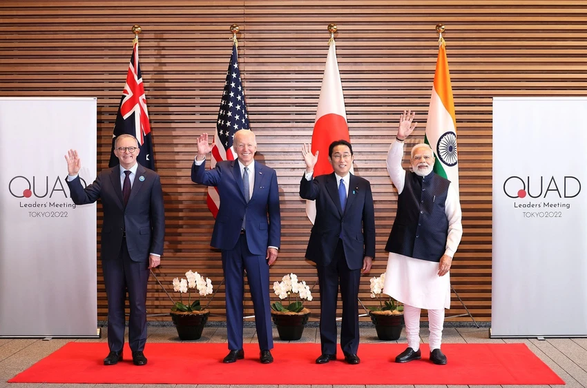 Các nhà lãnh đạo nhóm Quad tại Tokyo năm 2022. Ảnh: VĂN PHÒNG THỦ TƯỚNG NHẬT Các nhà lãnh đạo nhóm Quad tại Tokyo năm 2022. Ảnh: VĂN PHÒNG THỦ TƯỚNG NHẬT