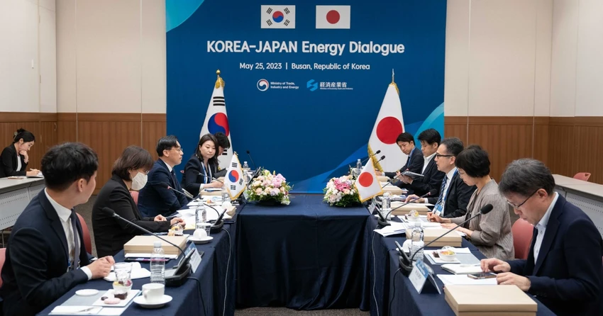 Đối thoại năng lượng Hàn-Nhật tại Busan (Hàn Quốc) hồi tháng 5-2023. Ảnh: BỘ CÔNG NGHIỆP HÀN QUỐC/YONHAP Đối thoại năng lượng Hàn-Nhật tại Busan (Hàn Quốc) hồi tháng 5-2023. Ảnh: BỘ CÔNG NGHIỆP HÀN QUỐC/YONHAP