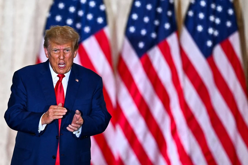 Cựu Tổng thống Mỹ Donald Trump trong một buổi họp báo hồi tháng 4. Ảnh: AFP/JIJI Cựu Tổng thống Mỹ Donald Trump trong một buổi họp báo hồi tháng 4. Ảnh: AFP/JIJI