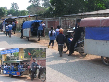 xe tự chế, đưa đón học sinh, nguy hiểm