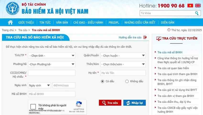 tra cứu mã số BHXH