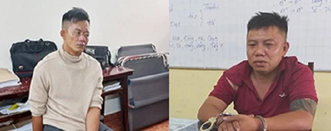 Hai nghi can Cường và Phước tại cơ quan công an. Ảnh: AX Hai nghi can Cường và Phước tại cơ quan công an. Ảnh: AX