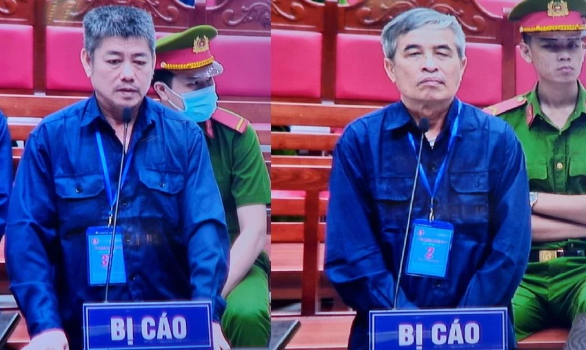 Bị cáo Nguyễn Hữu Tứ và bị cáo Phan Thanh Hữu. Ảnh: VH Bị cáo Nguyễn Hữu Tứ và bị cáo Phan Thanh Hữu