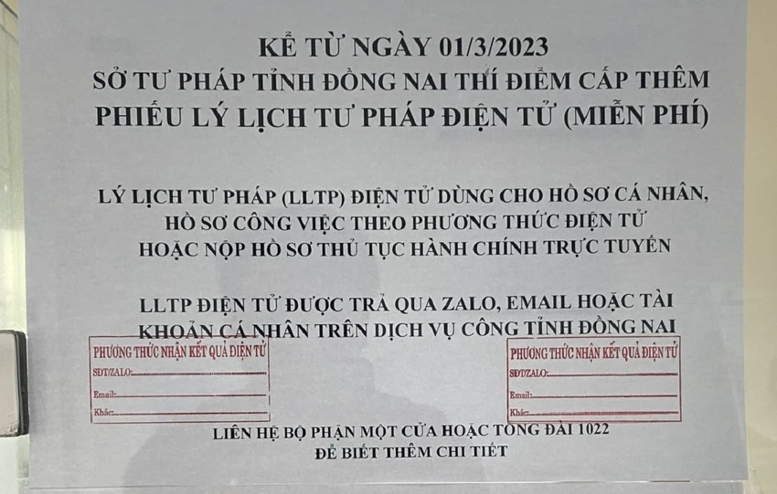 Sở Tư pháp tỉnh Đồng Nai thực hiện thí điểm cấp phiếu lý lịch tư pháp điện tử từ ngày 1-3. Sở Tư pháp tỉnh Đồng Nai thực hiện thí điểm cấp phiếu lý lịch tư pháp điện tử từ ngày 1-3.
