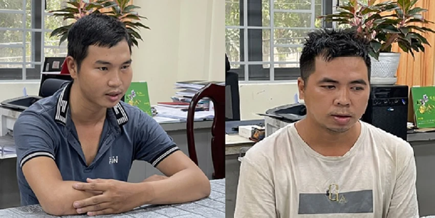 Hai nghi can Quân và Khoa bị bắt. Ảnh: CAĐN. Hai nghi can Quân và Khoa bị bắt. Ảnh: CAĐN.