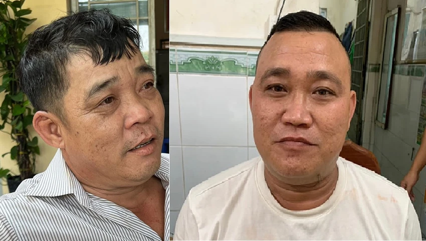 Hai nghi can Viên và Hiếu tham gia trộm cắt cầu Ghềnh để bán. Ảnh: VH.