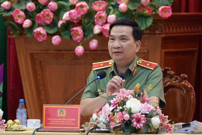 Giám đốc Công an tỉnh Đồng Nai Nguyễn Sỹ Quang trong buổi đối thoại các đại diện doanh nghiệp trên địa bàn tỉnh. Ảnh: VH. Giám đốc Công an tỉnh Đồng Nai Nguyễn Sỹ Quang trong buổi đối thoại các đại diện doanh nghiệp trên địa bàn tỉnh. Ảnh: VH.