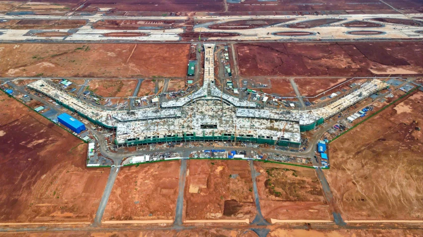 Toàn cảnh khu nhà ga hành khách sân bay Long Thành sau một năm thi công.