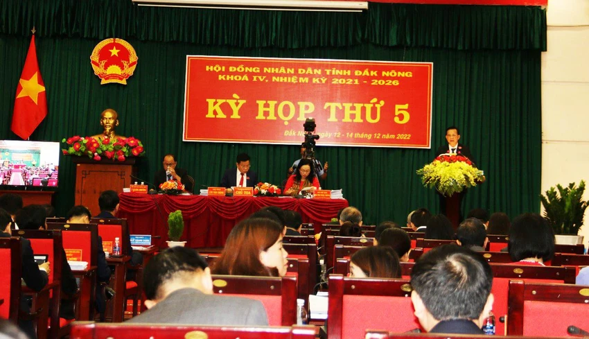 Toàn cảnh kỳ họp thứ 5 của HĐND tỉnh Đắk Nông. Ảnh: NH