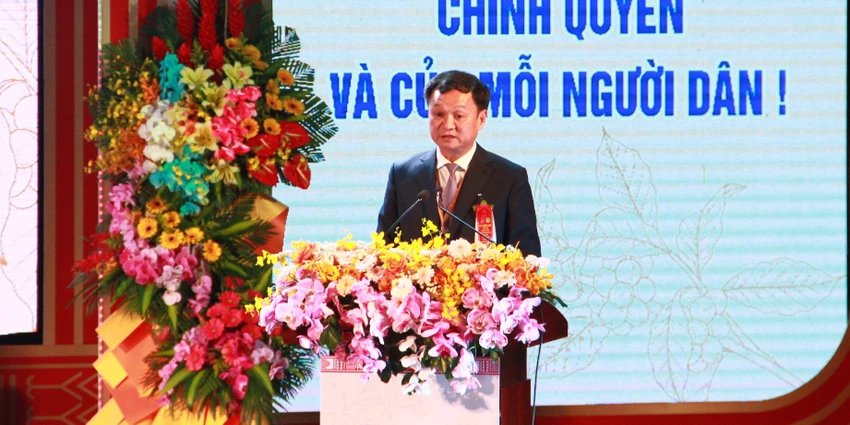 Ông Vũ Văn Hưng phát biểu tại buổi lễ. Ảnh: TT Ông Vũ Văn Hưng phát biểu tại buổi lễ. Ảnh: TT