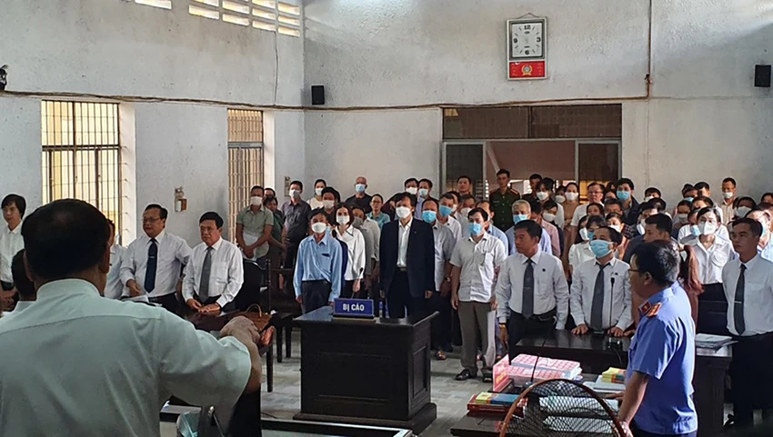 Các bị cáo tại tòa. Ảnh: HT Các bị cáo tại tòa. Ảnh: HT
