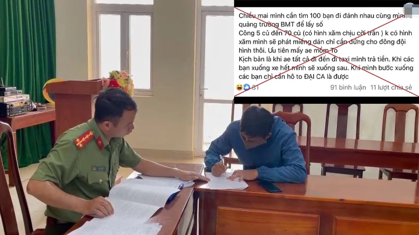 Cơ quan công an làm việc với ông VTH. Ảnh: CACC Cơ quan công an làm việc với ông VTH. Ảnh: CACC