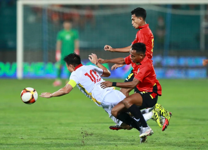 U-23 VN có trận thắng nhọc nhằn Đông Timor. Ảnh: ANH DUY
