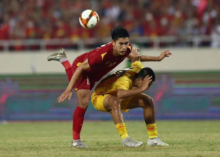U-23 Thái Lan bị U-23 VN "đè" ở chun kết SEA Games 31. Ảnh: CTP U-23 Thái Lan bị U-23 VN "đè" ở chun kết SEA Games 31. Ảnh: CTP