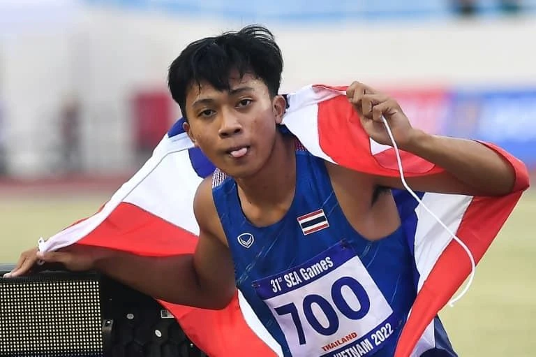 Puripon Boonson thi tài tại SEA Games 31 ở sân Mỹ Đình hồi tháng 5 qua phá hai kỷ lục. Ảnh: CTP Puripon Boonson thi tài tại SEA Games 31 ở sân Mỹ Đình hồi tháng 5 qua phá hai kỷ lục. Ảnh: CTP