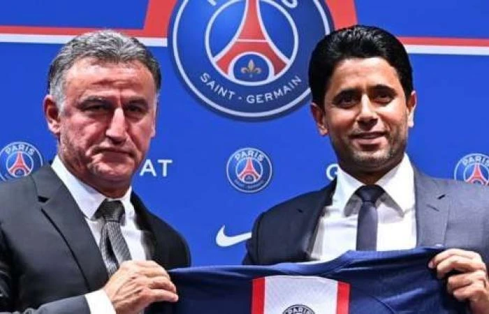 Chủ tịch Al-Khelaifi (phải) và tân HLV Christophe Galtier. Ảnh: Getty Chủ tịch Al-Khelaifi (phải) và tân HLV Christophe Galtier. Ảnh: Getty