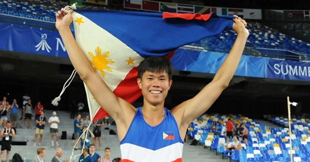 EJ Obiena tại SEA Games 31 trên sân Mỹ Đình. Ảnh: CTP EJ Obiena tại SEA Games 31 trên sân Mỹ Đình. Ảnh: CTP
