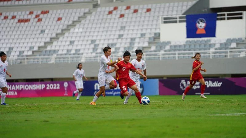 VN đánh bại Myanmar 4-1 ở bán kết và vào chơi chung kết với Úc. Ảnh: VFF. VN đánh bại Myanmar 4-1 ở bán kết và vào chơi chung kết với Úc. Ảnh: VFF.