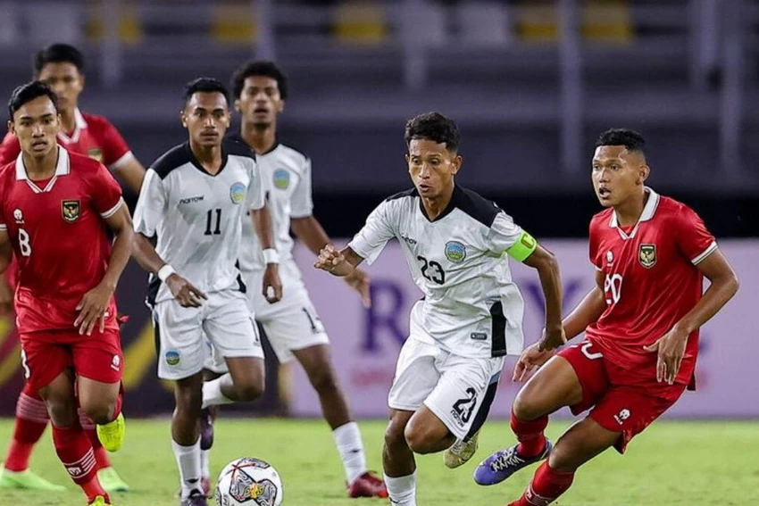 Indonesia (đỏ) thắng Đông Timor 4-0. Ảnh: CTP Indonesia (đỏ) thắng Đông Timor 4-0. Ảnh: CTP