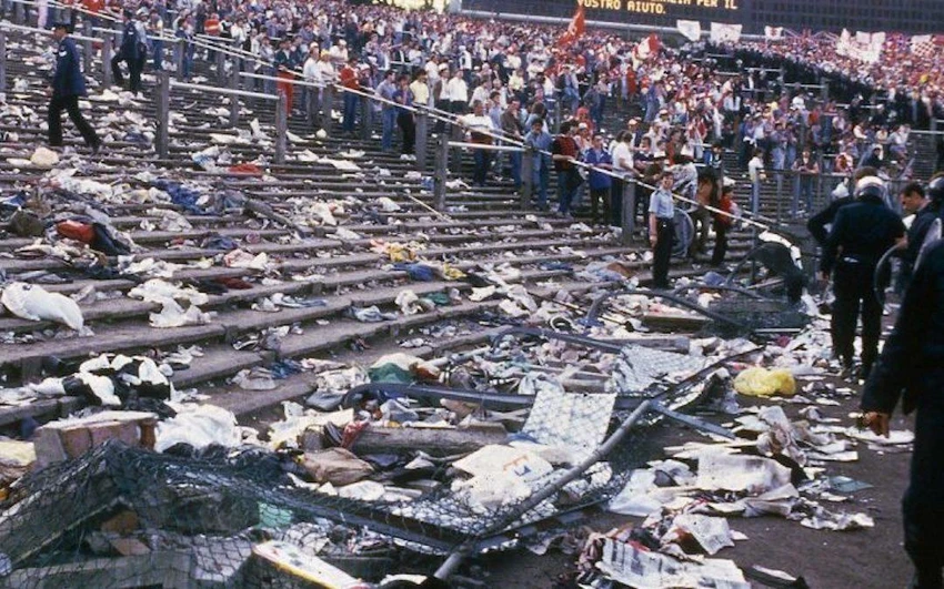 Vụ Heysel năm 1995 trong trận đấu Juventus - Liverpool. Ảnh: Archive.