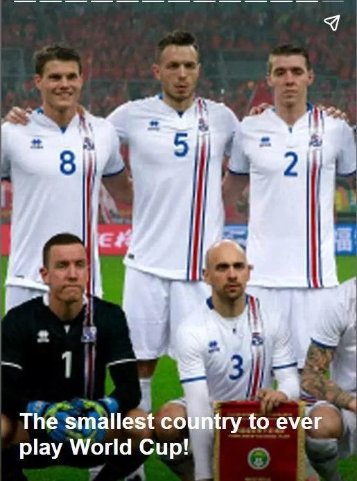 Iceland là quốc gia dân số ít nhất với 334.000 người từng góp mặt VCK World Cup 2018, quốc gia băng đảo này chỉ toàn sân cỏ nhân tạo. Iceland là quốc gia dân số ít nhất với 334.000 người từng góp mặt VCK World Cup 2018, quốc gia băng đảo này chỉ toàn sân cỏ nhân tạo.