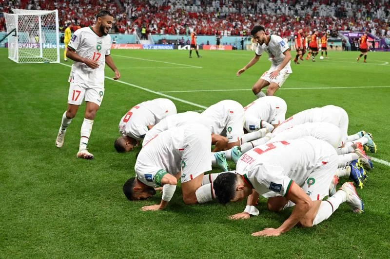 Hai lần Morocco cám ơn Thánh Allah. Ảnh: Getty Hai lần Morocco cám ơn Thánh Allah. Ảnh: Getty