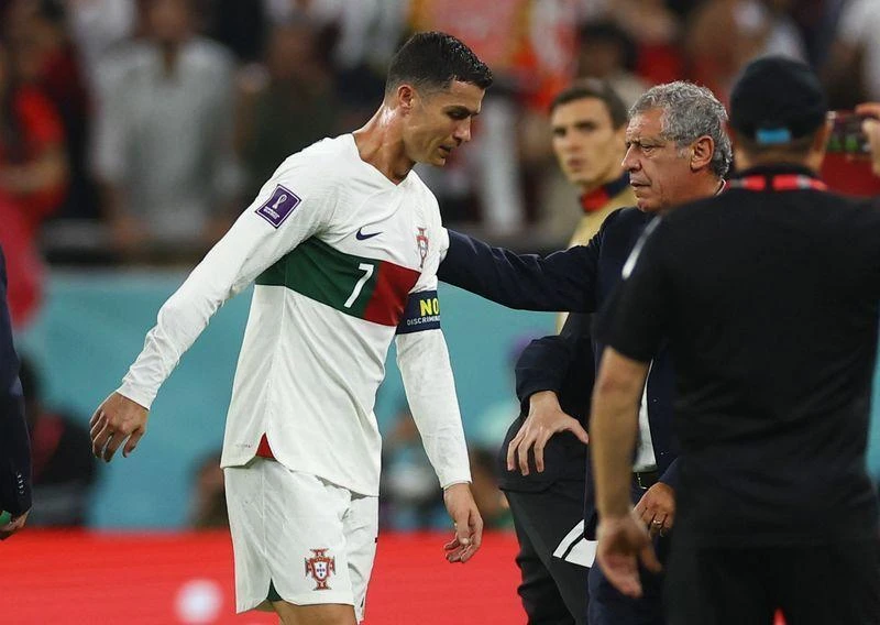 Cuối trận tứ kết Bồ Đào Nha thua Morocco 0-1 ở World Cup 2022. Ảnh: Getty Cuối trận tứ kết Bồ Đào Nha thua Morocco 0-1 ở World Cup 2022. Ảnh: Getty