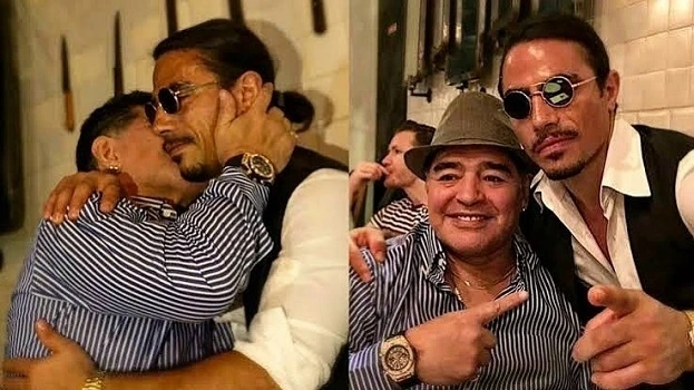Salt Bae cùng Maradona. Ảnh: Ins Salt Bae cùng Maradona. Ảnh: Ins