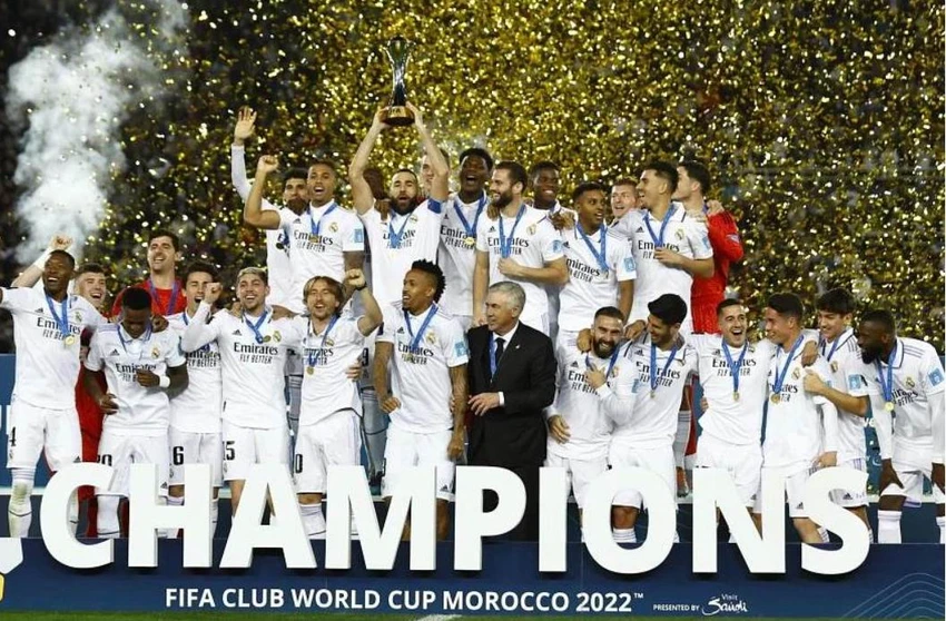 Đánh bại Al Hilal và vô địch, Real Madrid lên ngôi giải này lần thứ tám. Ảnh: EPA