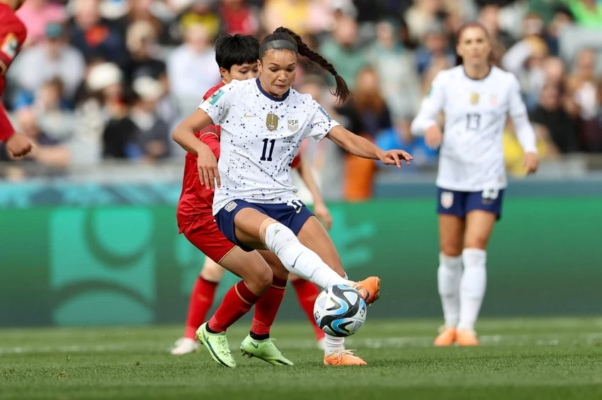 Sophia Smith, tác giả cú đúp trong chiến thắng 3-0 của tuyển Mỹ. Ảnh: HTM Sophia Smith, tác giả cú đúp trong chiến thắng 3-0 của tuyển Mỹ. Ảnh: HTM
