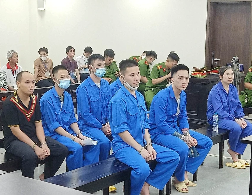 Các bị cáo tại phiên tòa. Ảnh: CTV Các bị cáo tại phiên tòa. Ảnh: CTV