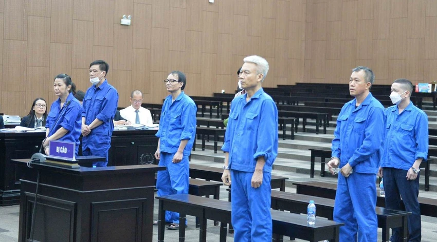Các bị cáo tại phiên tòa. Ảnh: CTV Các bị cáo tại phiên tòa. Ảnh: CTV