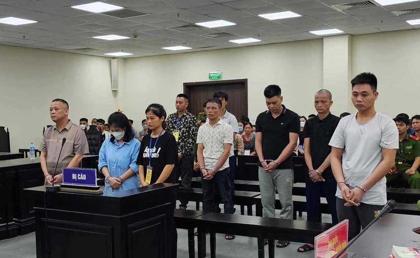 Các bị cáo tại phiên tòa. Ảnh: CTV