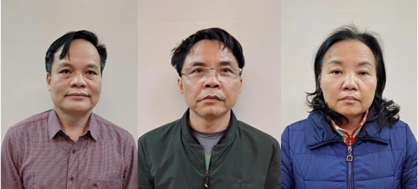 Các bị can từ trái sang phải: Lâm Văn Tuấn; Phan Huy Văn; Phan Thị Khánh Vân. Các bị can từ trái sang phải: Lâm Văn Tuấn; Phan Huy Văn; Phan Thị Khánh Vân.