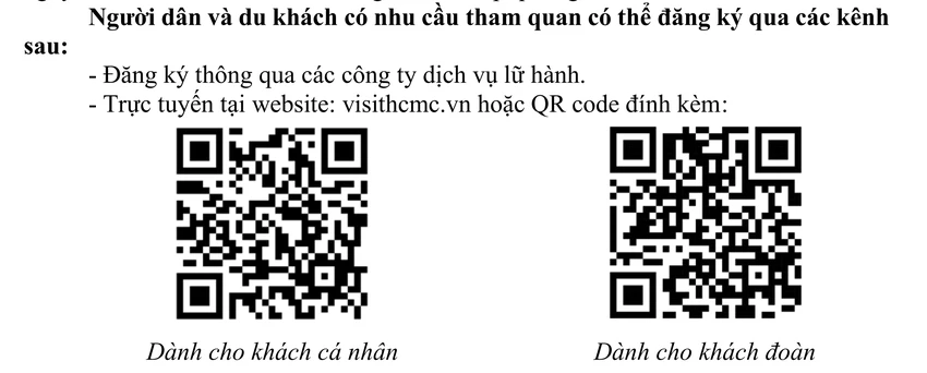 Du khách có nhu cầu tham quan đăng ký thông qua các kênh trên. Du khách có nhu cầu tham quan đăng ký thông qua các kênh trên.