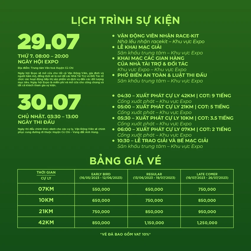 Lịch trình giải chạy việt dã tại huyện Củ Chi, TP.HCM.
